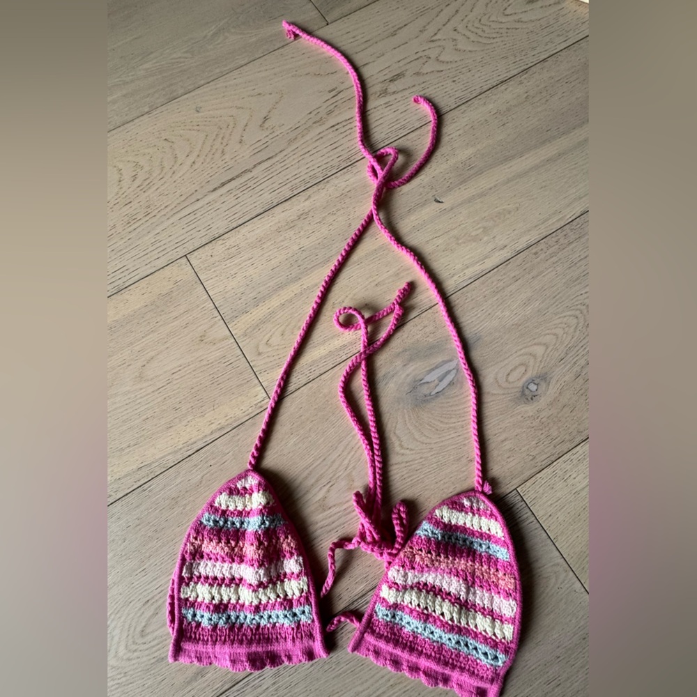 Lovers + Friends Multicolor Crochet Bikini Top
